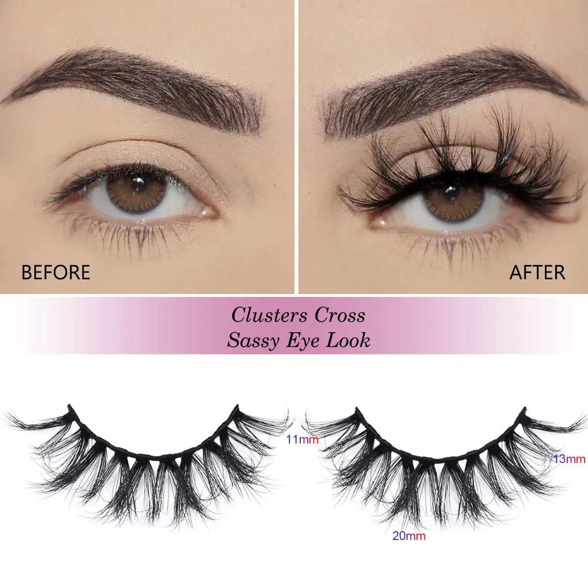 APCYUST Lashes Bulk 50 Pairs Wholesale False Lash Pack Individual 15mm 18mm Full Eyelashes Fluffy Faux Mink Strip Eyelash with Glitter Cases