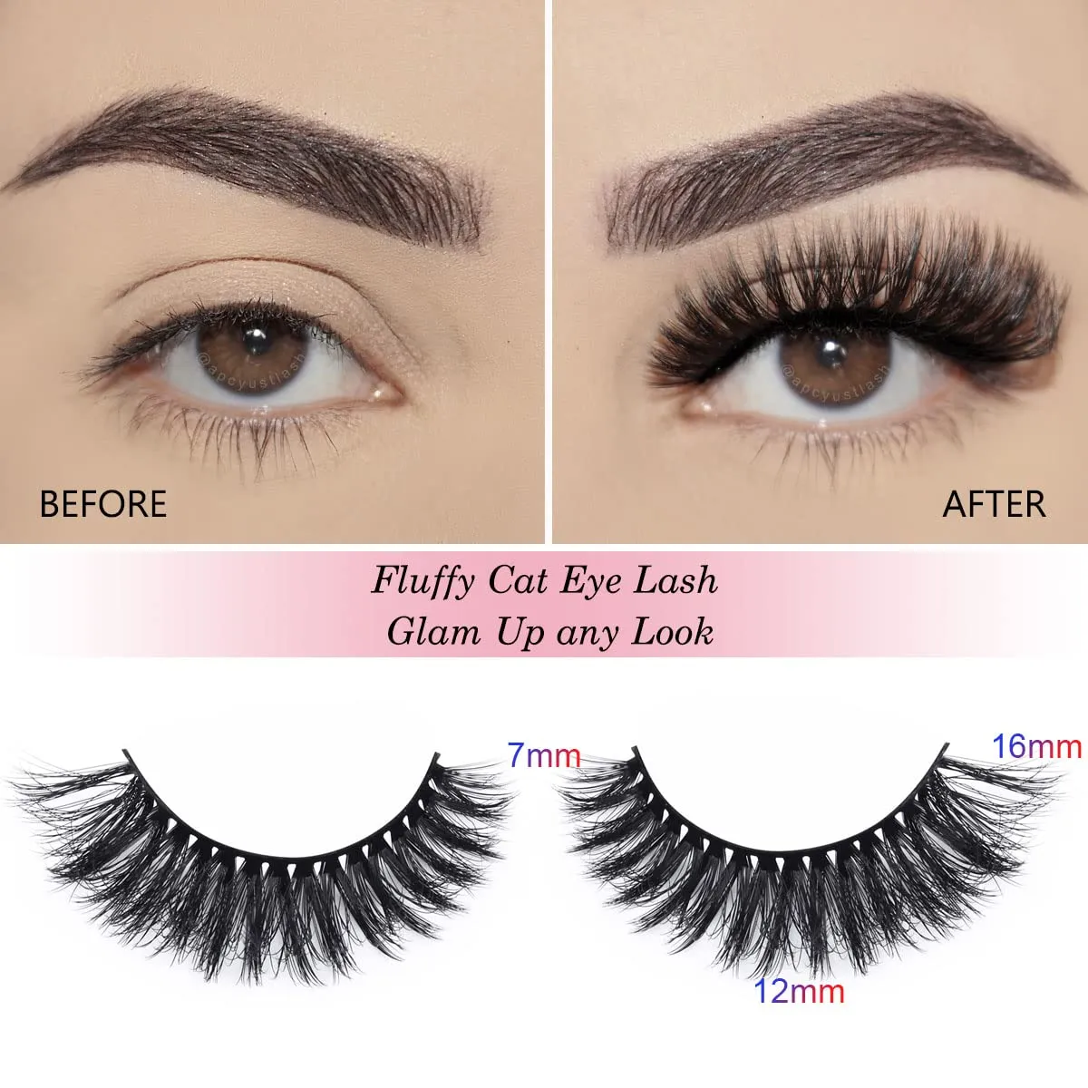 APCYUST Lashes Bulk 50 Pairs Wholesale False Lash Pack Individual 15mm 18mm Full Eyelashes Fluffy Faux Mink Strip Eyelash with Glitter Cases
