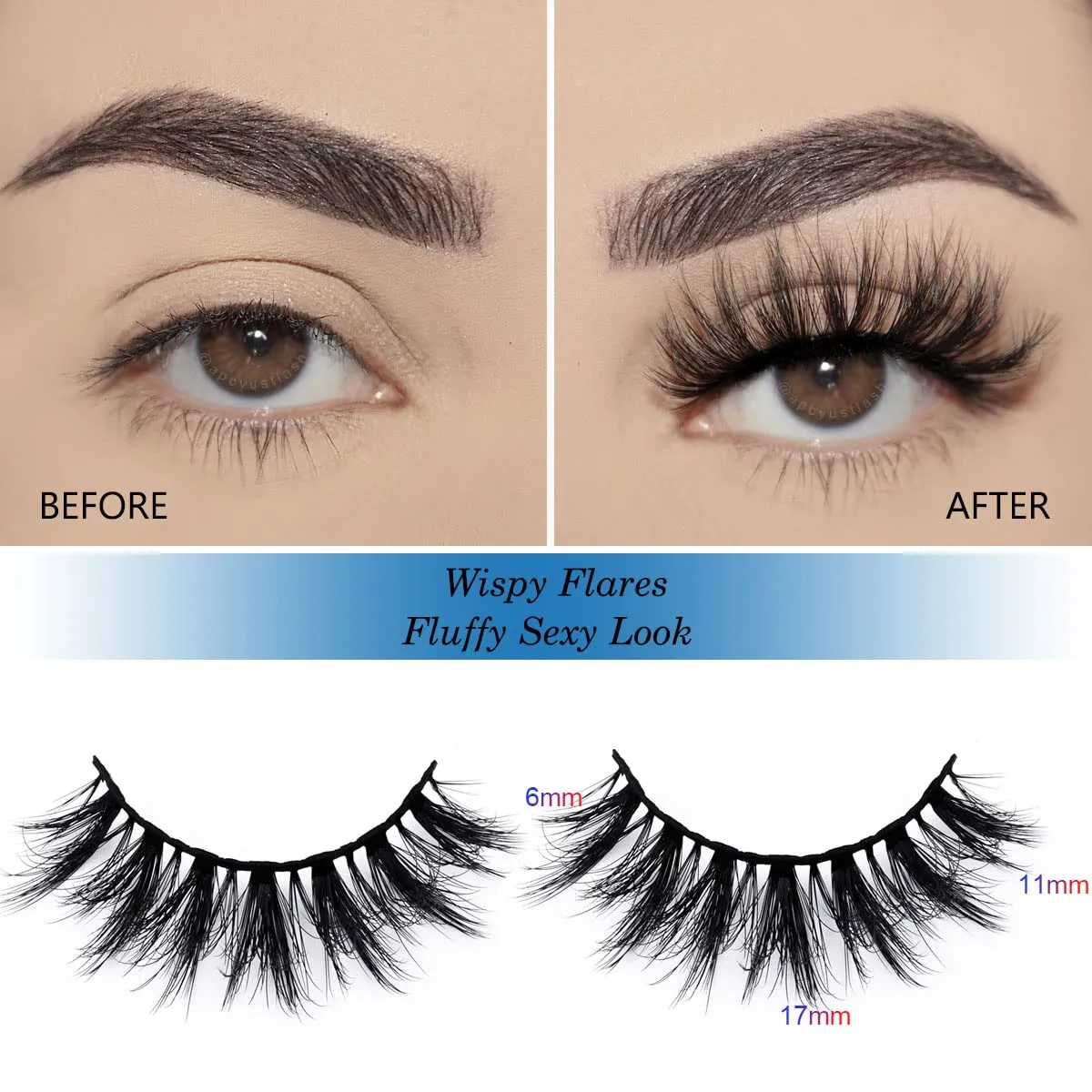 APCYUST Lashes Bulk 50 Pairs Wholesale False Lash Pack Individual 15mm 18mm Full Eyelashes Fluffy Faux Mink Strip Eyelash with Glitter Cases