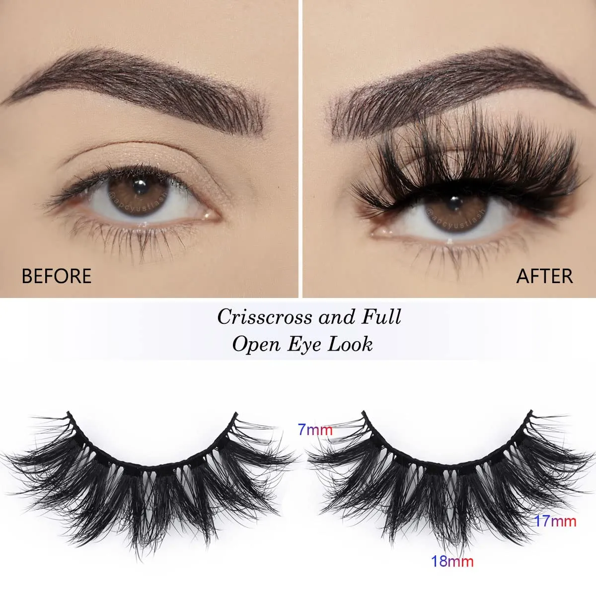 APCYUST Lashes Bulk 50 Pairs Wholesale False Lash Pack Individual 15mm 18mm Full Eyelashes Fluffy Faux Mink Strip Eyelash with Glitter Cases