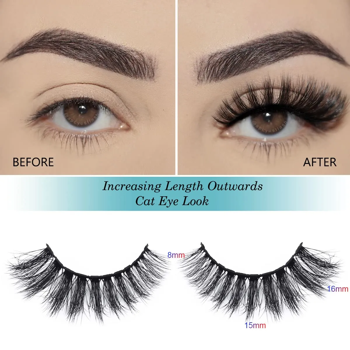APCYUST Lashes Bulk 50 Pairs Wholesale False Lash Pack Individual 15mm 18mm Full Eyelashes Fluffy Faux Mink Strip Eyelash with Glitter Cases