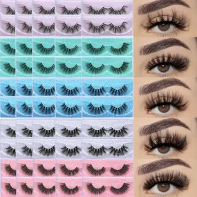 APCYUST Lashes Bulk 50 Pairs Wholesale False Lash Pack Individual 15mm 18mm Full Eyelashes Fluffy Faux Mink Strip Eyelash with Glitter Cases