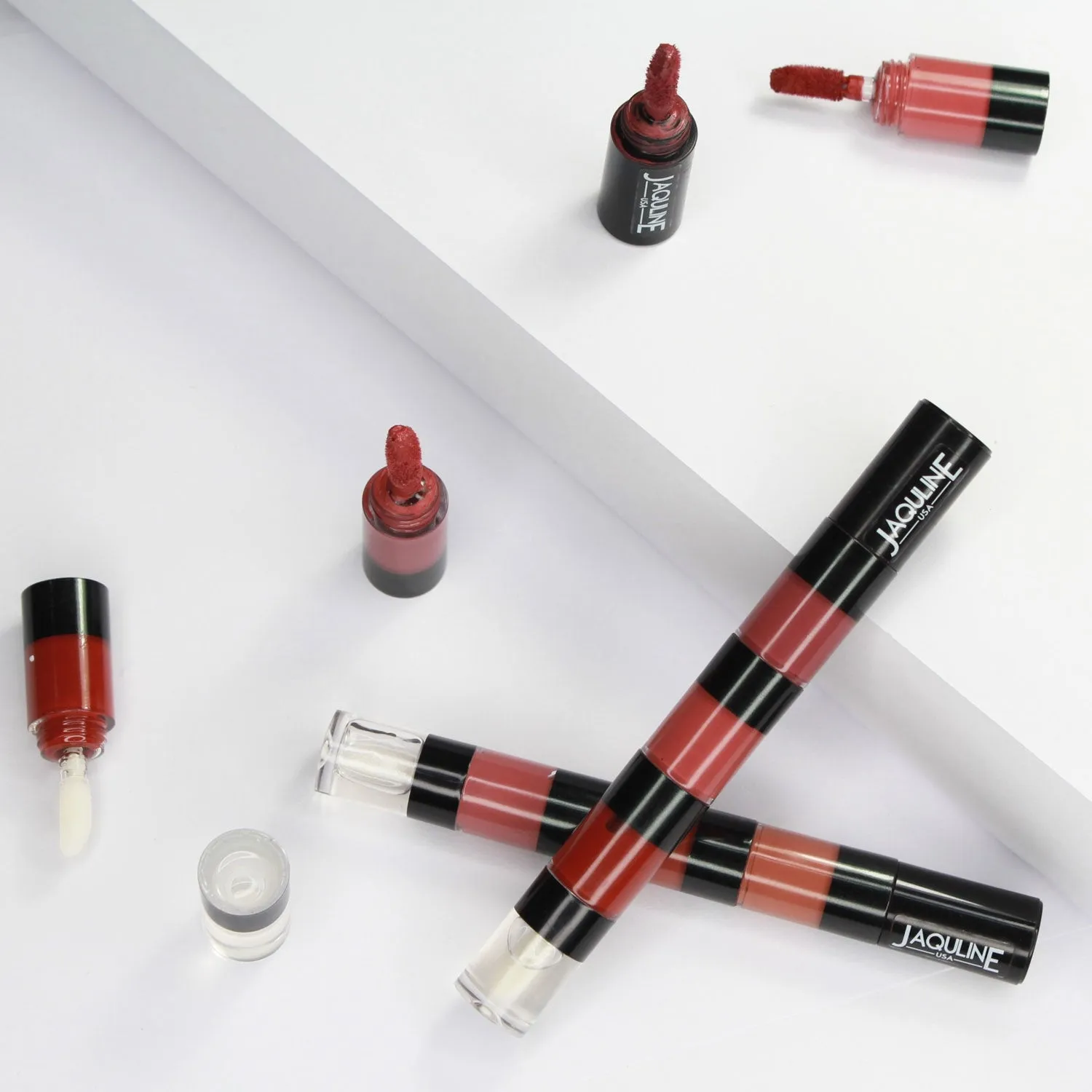Jaquline USA Stack Attack 4 in 1 Liquid Lipstick-Boss Bold (Bold Pink  Bold Brown  Bold Red  Transparent Gloss) 4ml Light Weight, Long Lasting Hydration, 8 Hrs Stay
