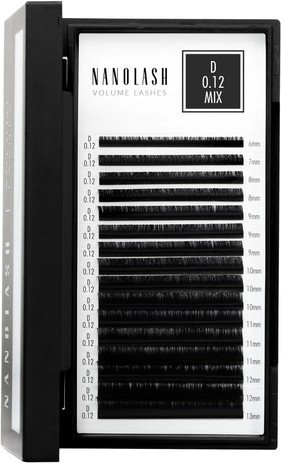 Nanolash Volume Lashes - false lashes for professional eyelash extensions, volume eyelash extensions (0.12 D, MIX 6-13mm)