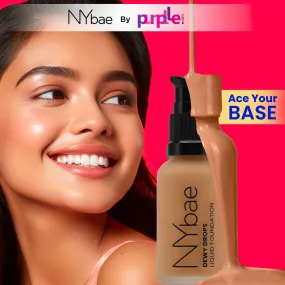 NY Bae Dewy Drops Foundation - Flat White 01 (30 ml) | Fair Skin | Cool Undertone | Full Coverage | Long Lasting | Non-Transfer