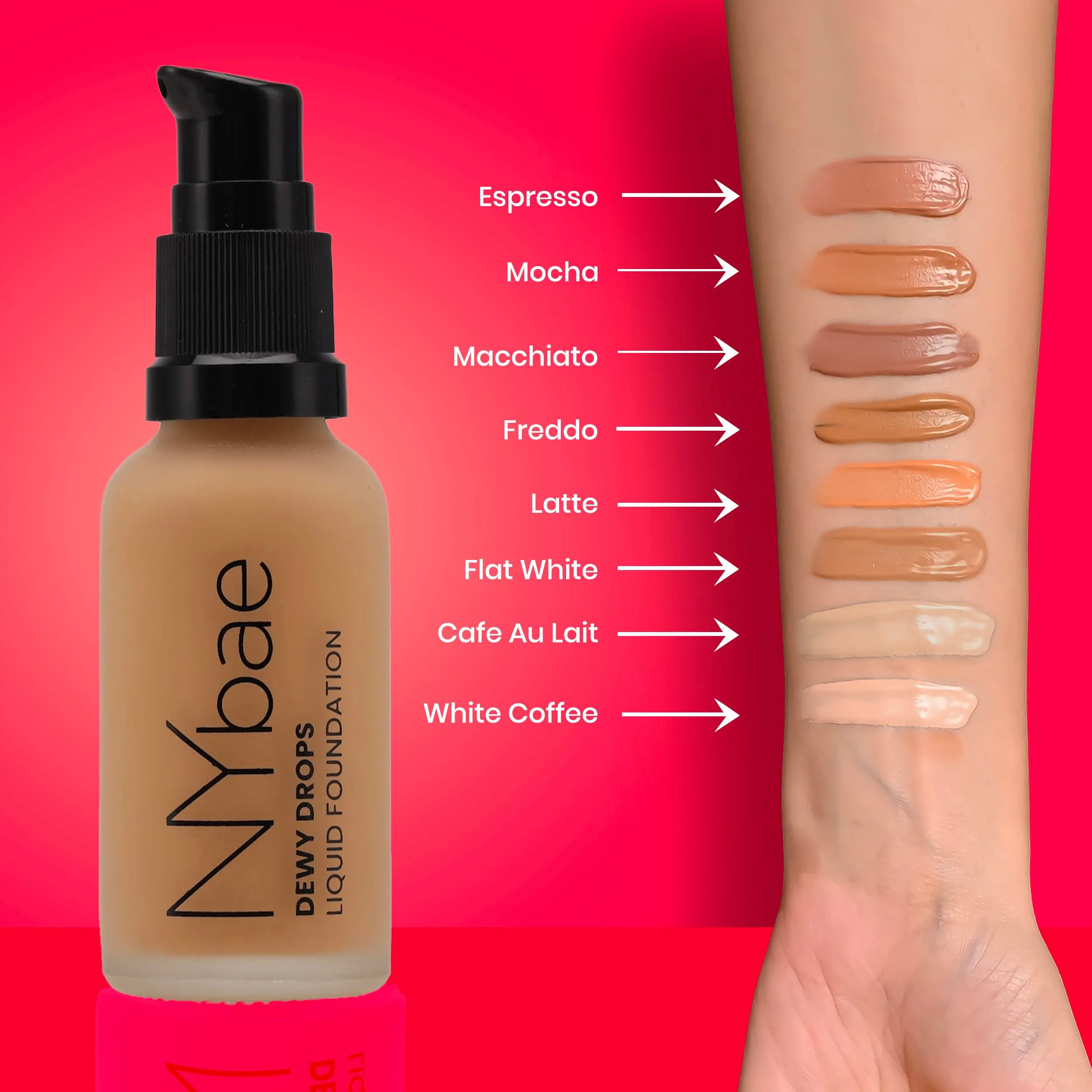 NY Bae Dewy Drops Foundation - Flat White 01 (30 ml) | Fair Skin | Cool Undertone | Full Coverage | Long Lasting | Non-Transfer