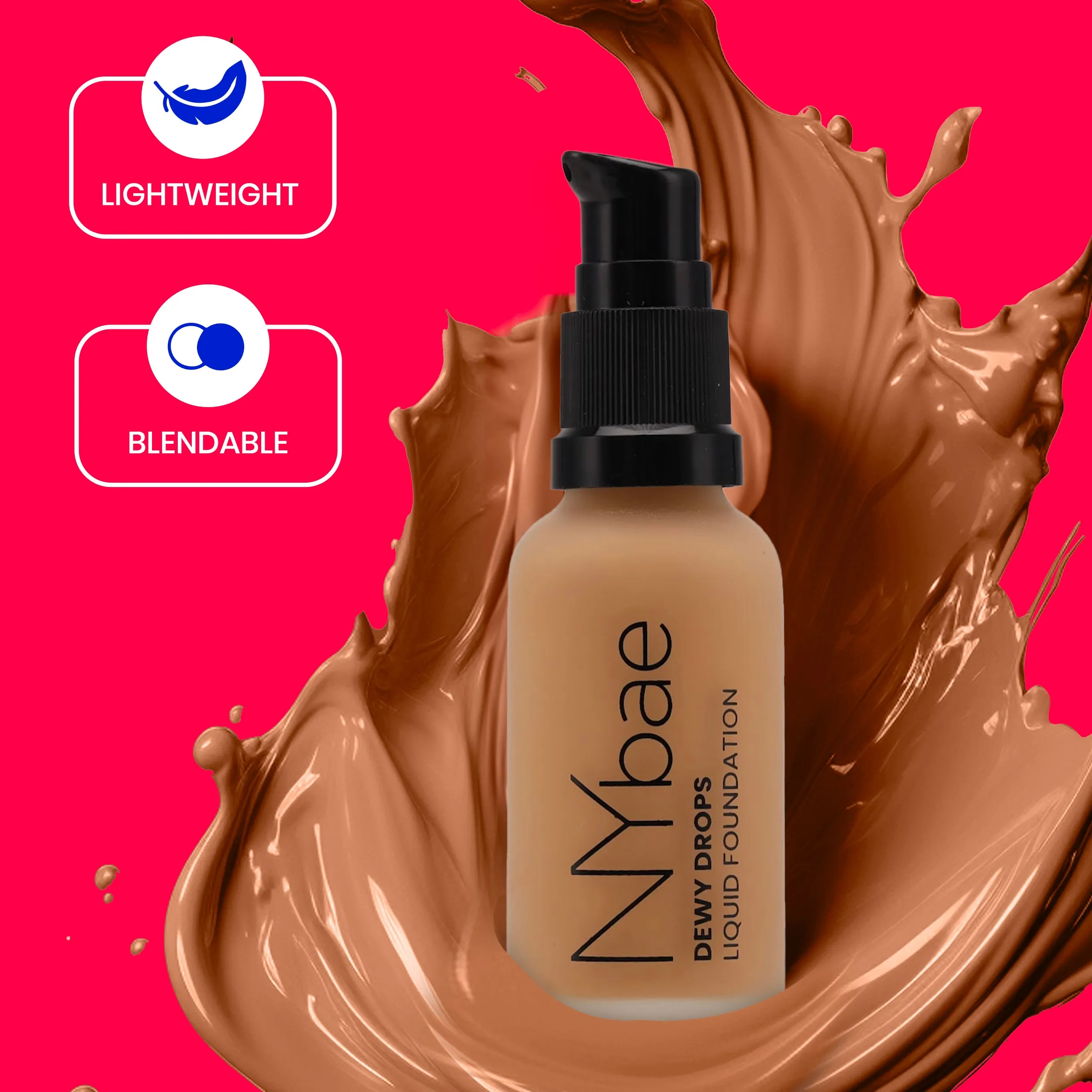 NY Bae Dewy Drops Foundation - Flat White 01 (30 ml) | Fair Skin | Cool Undertone | Full Coverage | Long Lasting | Non-Transfer