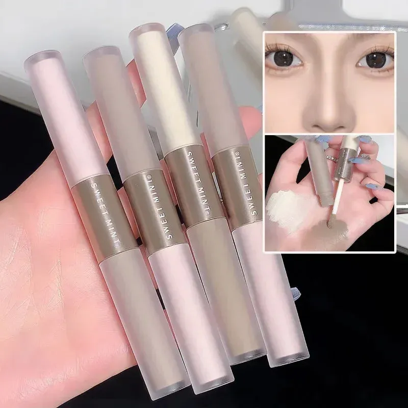 Yeknu Double Head High Gloss 2 In 1 Brightens Skin Warm Tone Face Shading Grooming Powder Makeup Face Contouring Bronzer Cosmetics